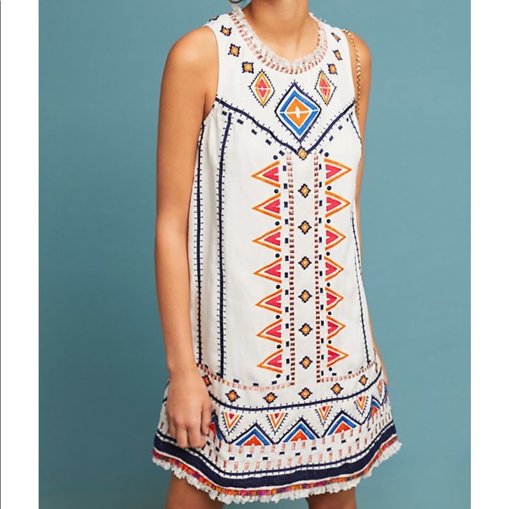 Anthropologie Embroidered Shift Dress
